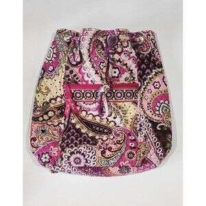 Vera Bradley Quilted Cinch Backpack  Pink Purple Green Paisley